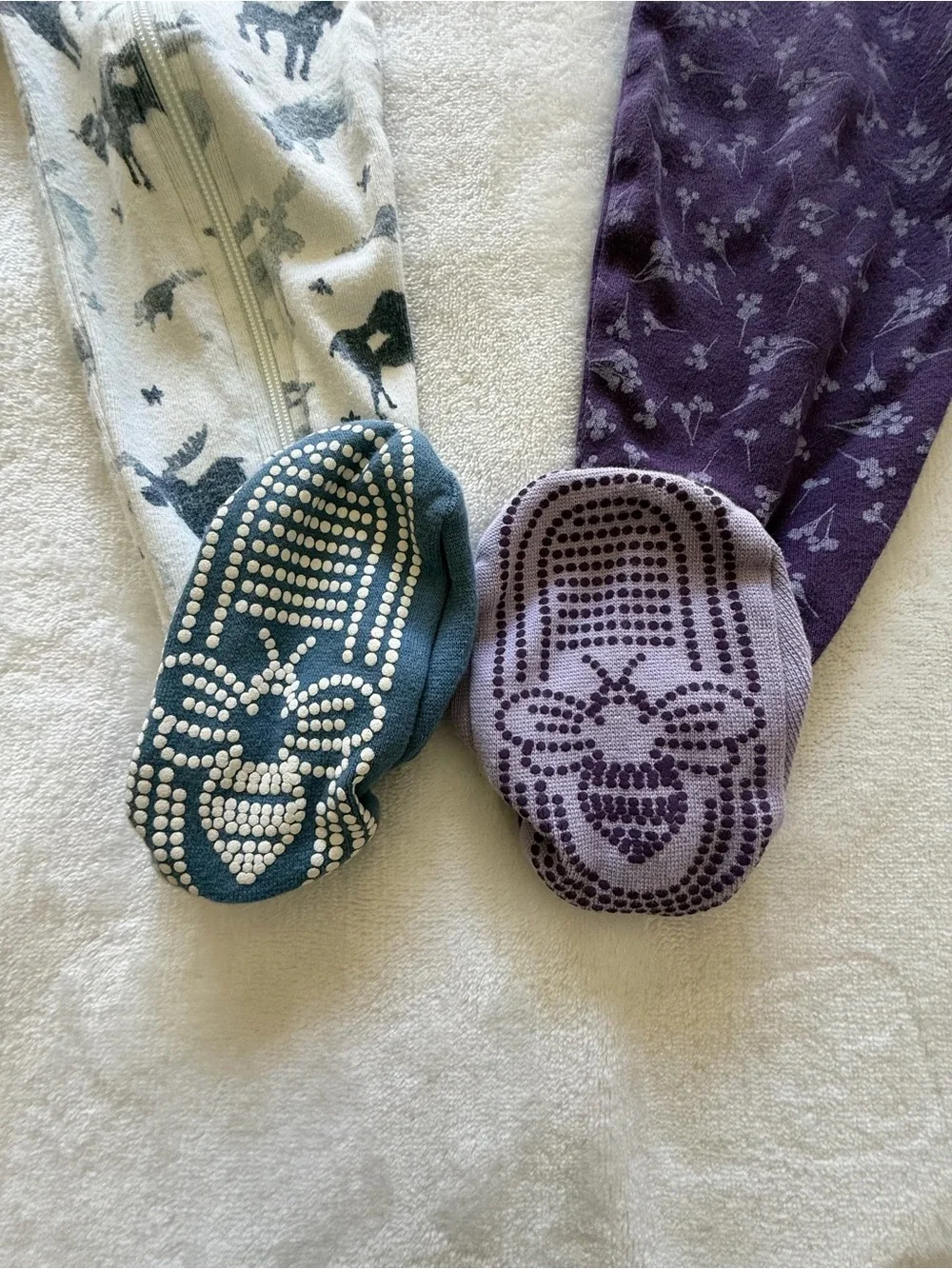 2 piece Burt’s Bees Kids One-Piece Footed Pajama - Purple and Moose Print - 12M